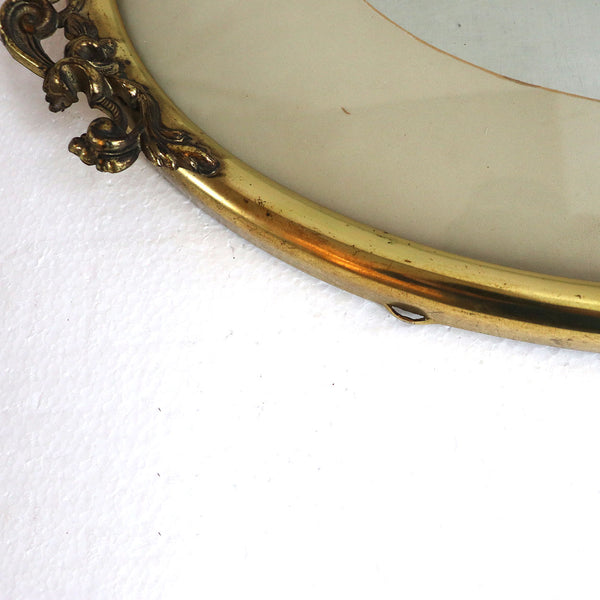 American Brass and Convex Glass Oval Picture Wall Frame