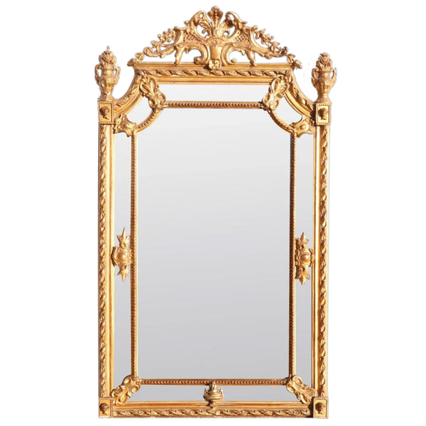 Large Italian Gilt Gesso and Beveled Wall Mirror