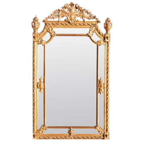 Large Italian Gilt Gesso and Beveled Wall Mirror