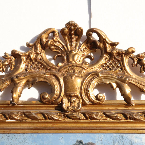 Large Italian Gilt Gesso and Beveled Wall Mirror