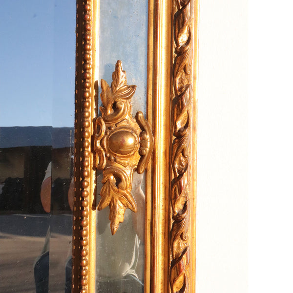 Large Italian Gilt Gesso and Beveled Wall Mirror