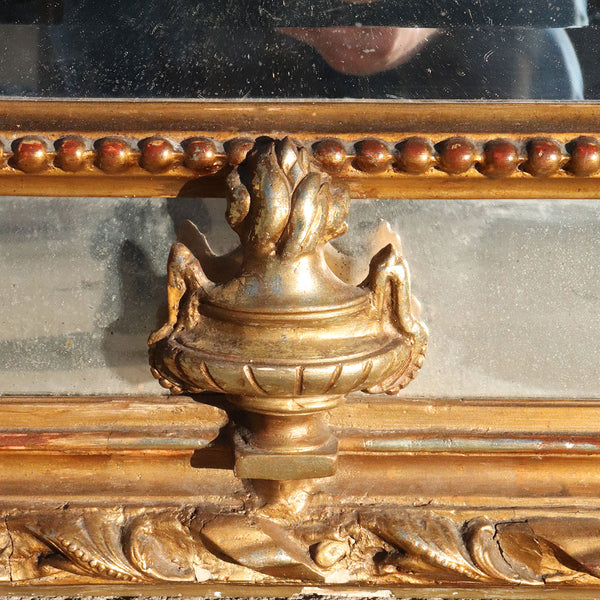 Large Italian Gilt Gesso and Beveled Wall Mirror