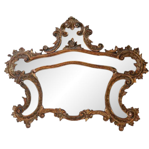 Small Italian Rococo Revival Giltwood and Silvered Glass Wall Mirror