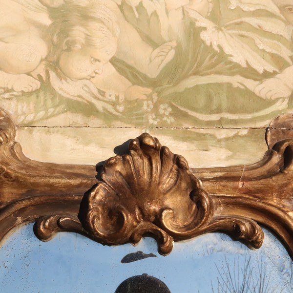 Grand French Gilt Gesso and Painted Boiserie Trumeau Wall Mirror