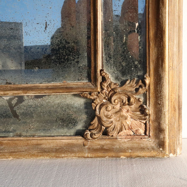 Grand French Gilt Gesso and Painted Boiserie Trumeau Wall Mirror