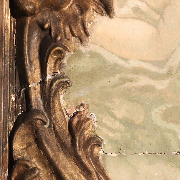 Grand French Gilt Gesso and Painted Boiserie Trumeau Wall Mirror