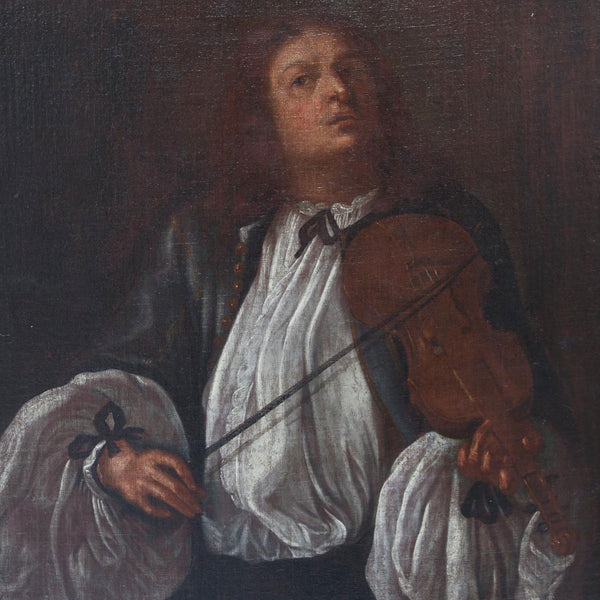 German School Oil on Canvas Painting, Allegory of Hearing, after Johann Heinrich Schönfeld