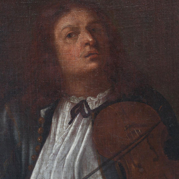 German School Oil on Canvas Painting, Allegory of Hearing, after Johann Heinrich Schönfeld