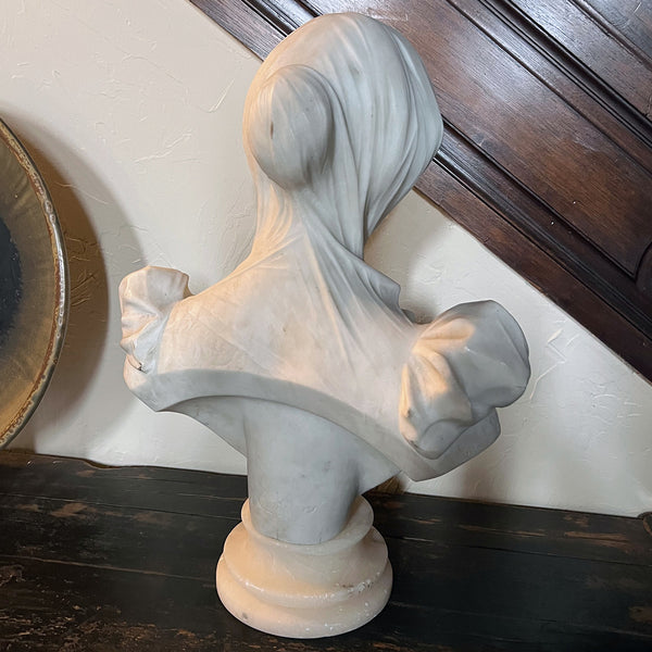 ADOLFO CIPRIANI Art Nouveau Alabaster Bust Statue, Dante's Beatrice