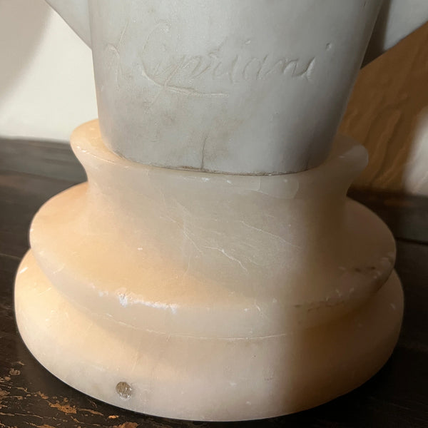 ADOLFO CIPRIANI Art Nouveau Alabaster Bust Statue, Dante's Beatrice