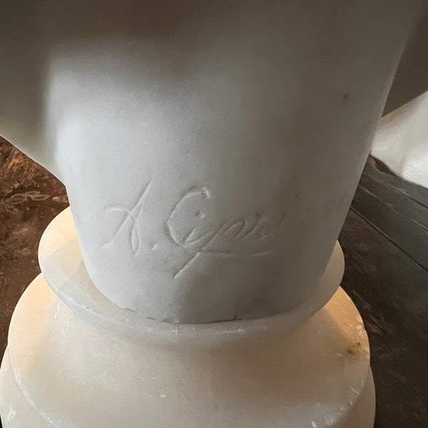 ADOLFO CIPRIANI Art Nouveau Alabaster Bust Statue, Dante's Beatrice