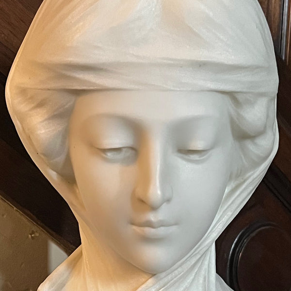 ADOLFO CIPRIANI Art Nouveau Alabaster Bust Statue, Dante's Beatrice