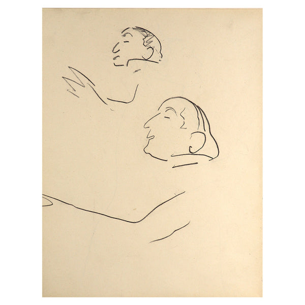 ALBERT MARQUET Pencil on Paper Double-Sided Drawing, Portrait Studies of Men