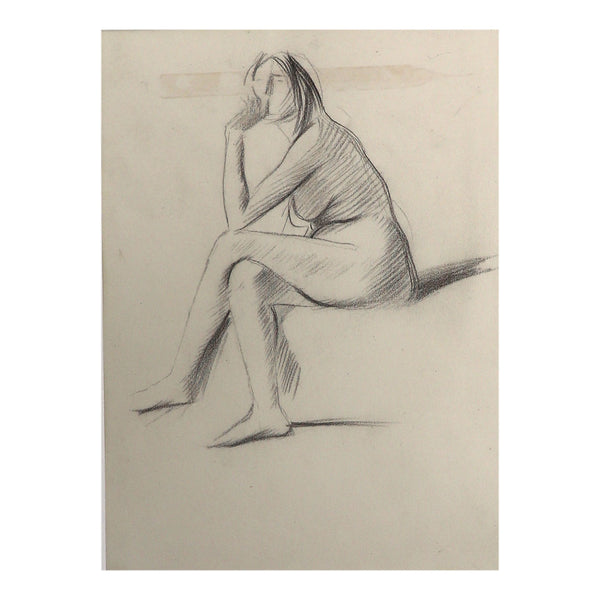 JEAN-LOUIS FORAIN Pencil on Paper Drawing, Study of Seated Nude Woman