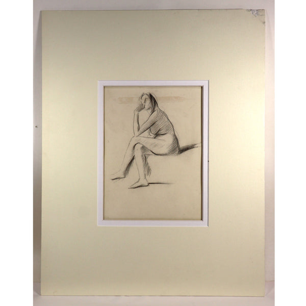 JEAN-LOUIS FORAIN Pencil on Paper Drawing, Study of Seated Nude Woman