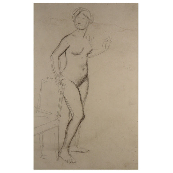 JEAN-LOUIS FORAIN Pencil on Paper Drawing, Standing Nude Woman Study