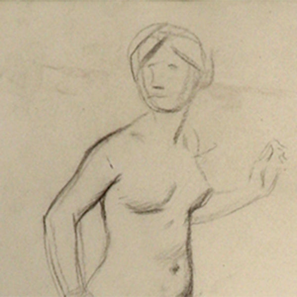 JEAN-LOUIS FORAIN Pencil on Paper Drawing, Standing Nude Woman Study