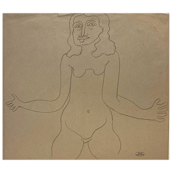 ANDRE DERAIN Pencil on Paper Drawing, Grotesque Female Nude Study
