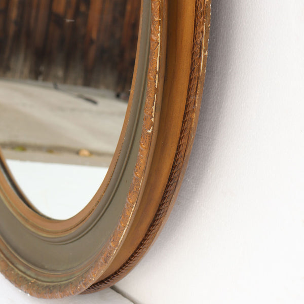 Pair of Large French Giltwood, Gesso and Painted Oval Wall Mirrors