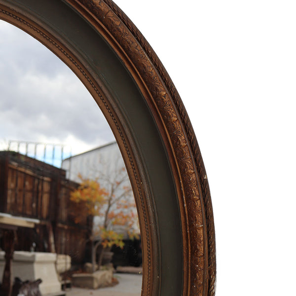 Pair of Large French Giltwood, Gesso and Painted Oval Wall Mirrors