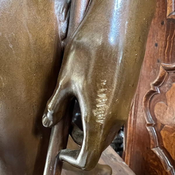 PAUL DUBOIS F. Barbedienne Bronze Sculpture, Saint Jean Baptiste Enfant