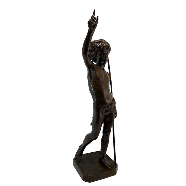 PAUL DUBOIS F. Barbedienne Bronze Sculpture, Saint Jean Baptiste Enfant