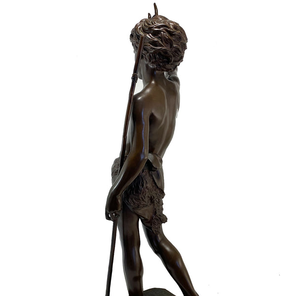 PAUL DUBOIS F. Barbedienne Bronze Sculpture, Saint Jean Baptiste Enfant