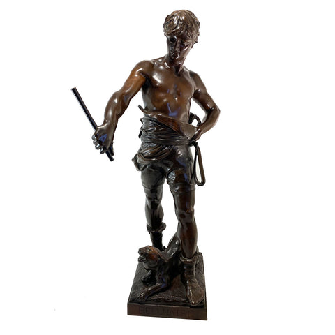 EUGENE MARIOTON Bronze Sculpture, Belluaire (The Lion Tamer)