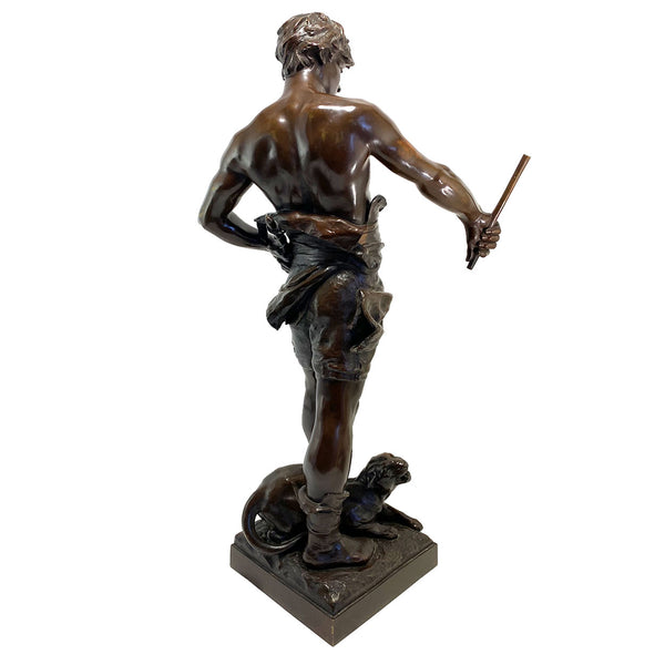 EUGENE MARIOTON Bronze Sculpture, Belluaire (The Lion Tamer)