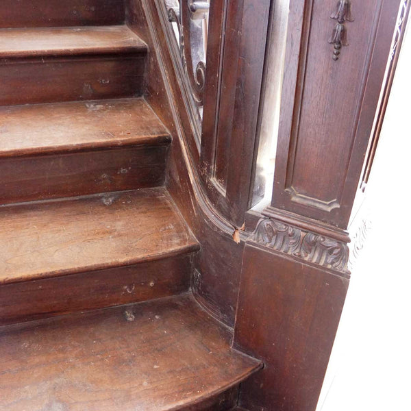 Argentine Baroque Revival Solid Mahogany Staircase
