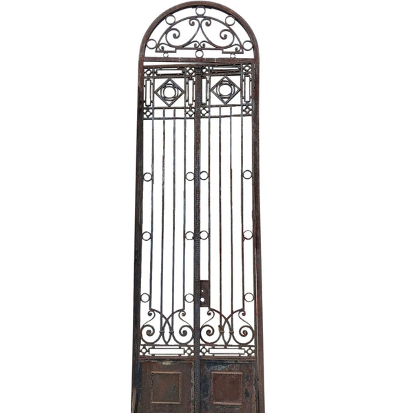 Tall Argentine F. Santilli Beaux Arts Wrought Iron Double Door and Arched Transom
