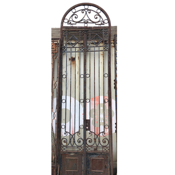 Tall Argentine F. Santilli Beaux Arts Wrought Iron Double Door and Arched Transom