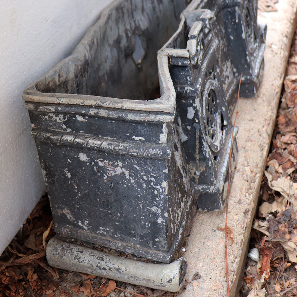Large Pair of English Gothic Revival Painted Lead Manor House Scupper Boxes