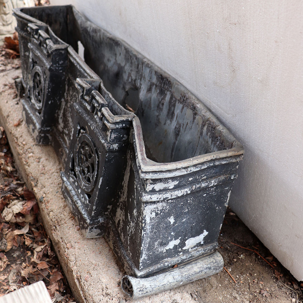 Large Pair of English Gothic Revival Painted Lead Manor House Scupper Boxes