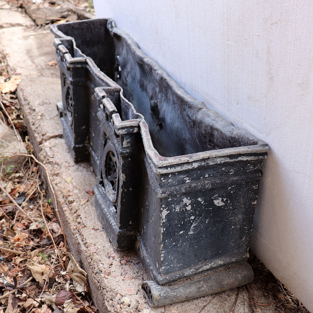 Large Pair of English Gothic Revival Painted Lead Manor House Scupper Boxes