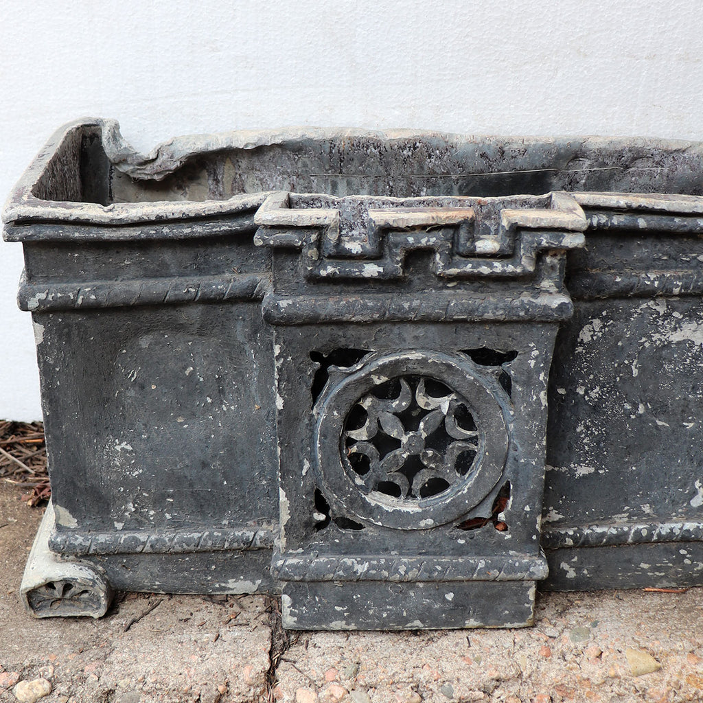 Large Pair of English Gothic Revival Painted Lead Manor House Scupper Boxes