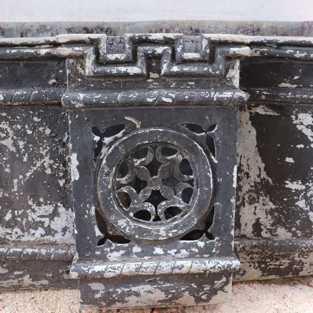 Large Pair of English Gothic Revival Painted Lead Manor House Scupper Boxes