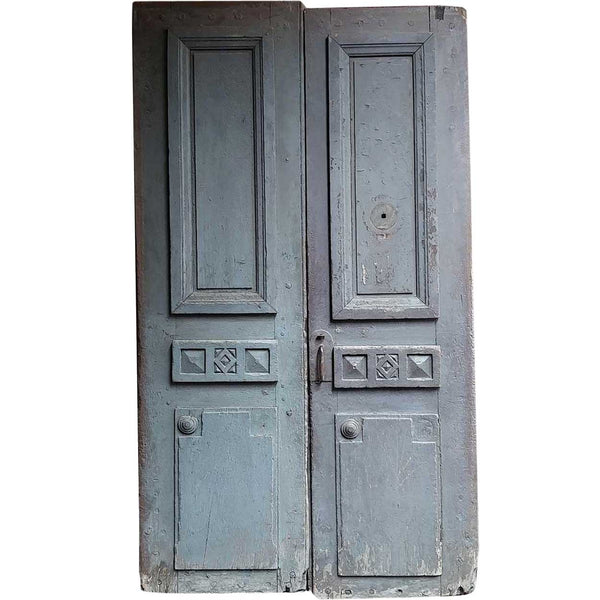 French Provincial  Louis XVI Painted Solid Oak Chateau Double Door