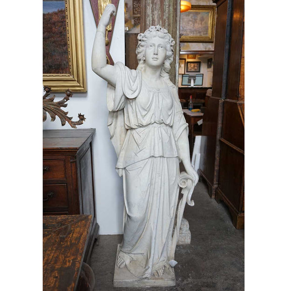 American Neoclassical White Marble Garden Statue of Hope