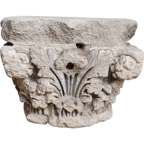 Anglo Indian Limestone Architectural Pilaster Top
