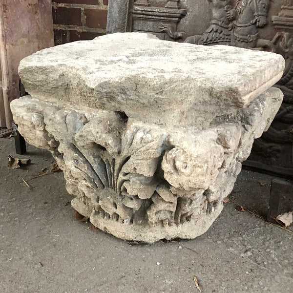 Anglo Indian Limestone Architectural Pilaster Top