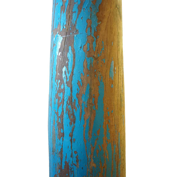Heavy Indian Old Blue Painted Solid Satinwood Pillar