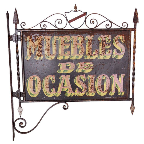 Spanish Painted Wrought Iron Furniture Trade Building Bracket Sign