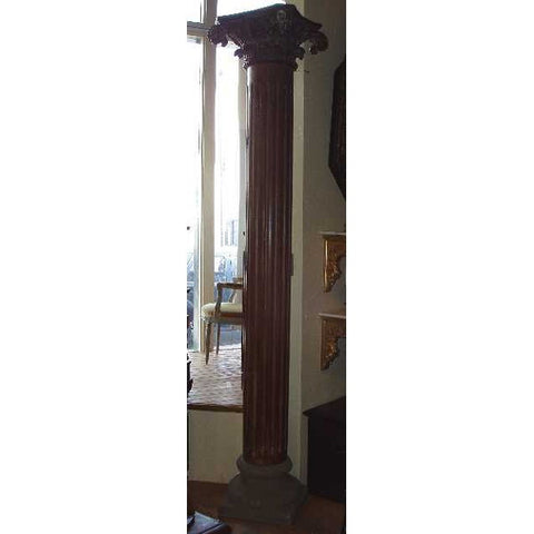 Pair of Anglo Indian Teak and Stone Base Pillars