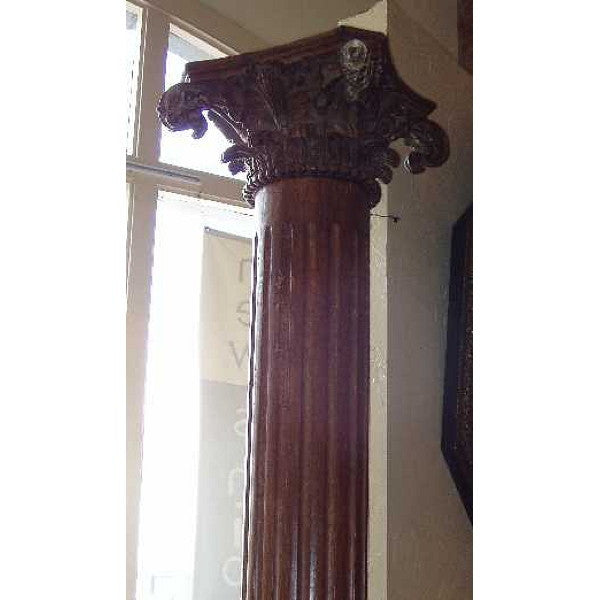 Pair of Anglo Indian Teak and Stone Base Pillars