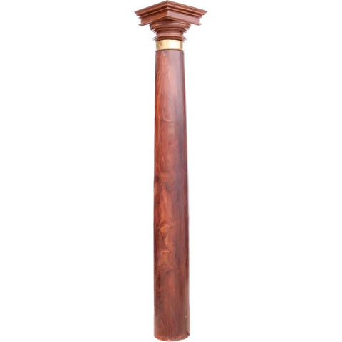 Rare Large Solid Rosewood, Brass Mounted and Teak Capital Pillar