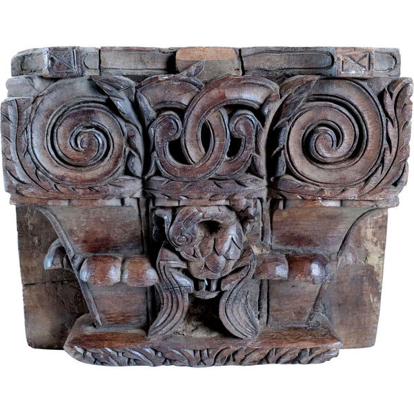 Indian Teak Architectural Pilaster Capital