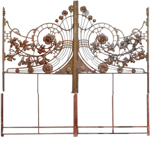 Fine Rare Italian Art Nouveau (Liberte) Wrought Iron Double Door Gate