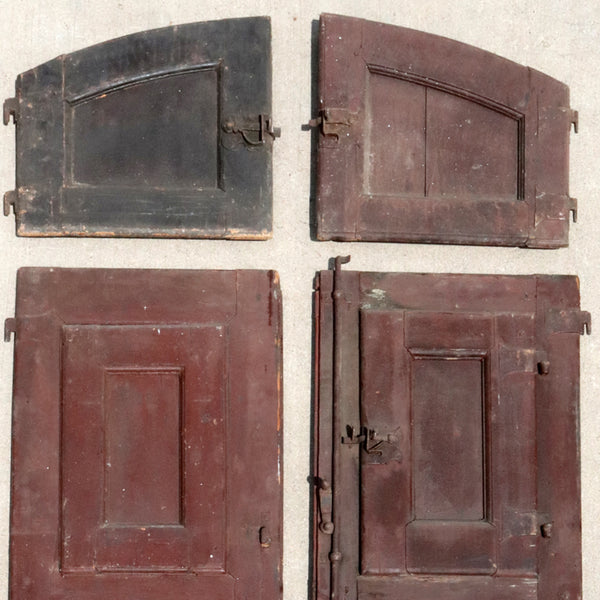Portuguese Baroque Chestnut/Oak Four-Door Arched Window Shutters