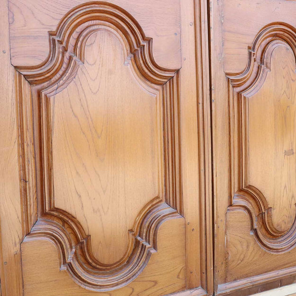 Anglo Indian Solid Teak Iron Mounted Paneled Double Door